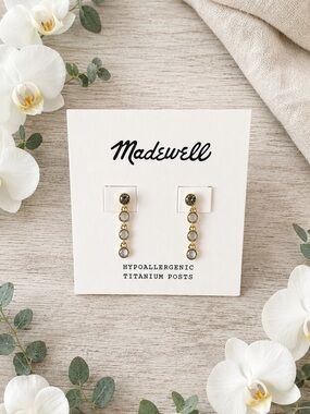 Madewell Crystal Drop Earrings Gold Tone NWT Hypoallergenic